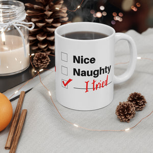 Naughty Nice White glossy mug